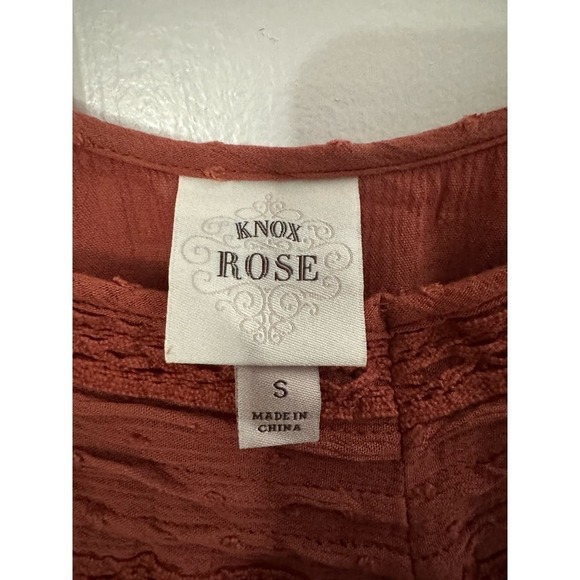 Knox Rose Rust Midi Lagenlook Lightweight Boho Bohemian Lace Trim Dress Sz Small - Picture 5 of 6